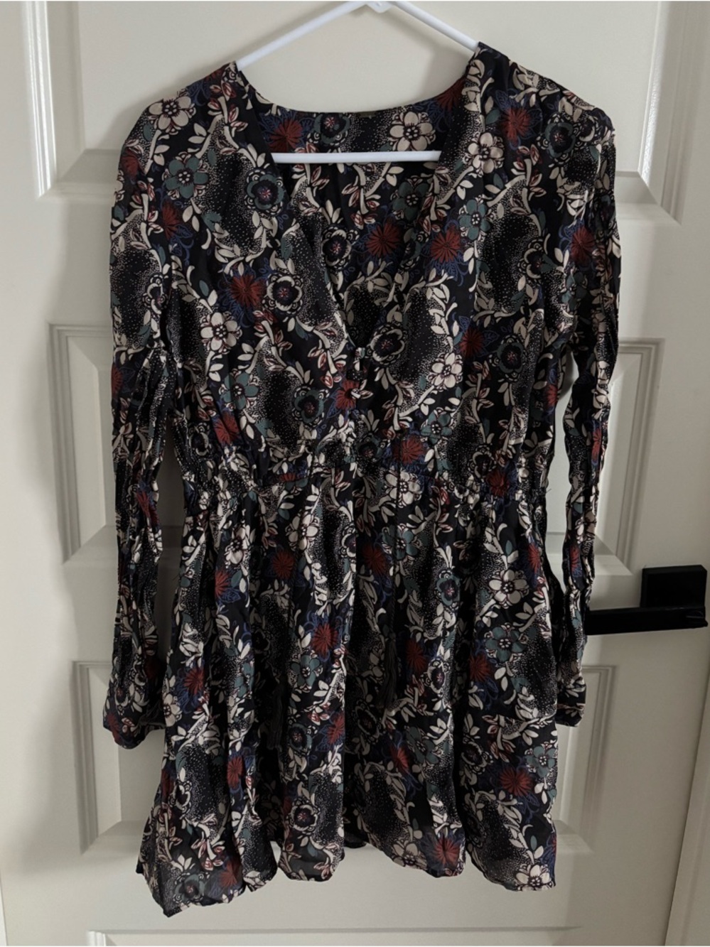 Free People Boho Floral Long-Sleeve Smock Dress